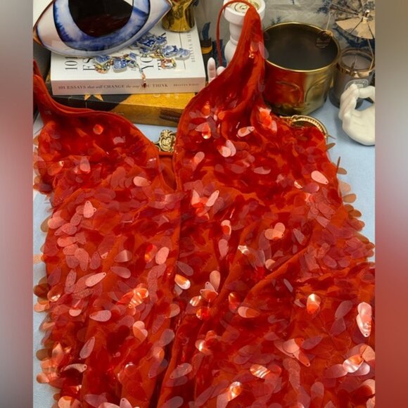 🆕 MISHA COLLECTION 🧿 NWOT Red Sapphire Sequins Maxi Dress, Sz L US 8 - Picture 10 of 13